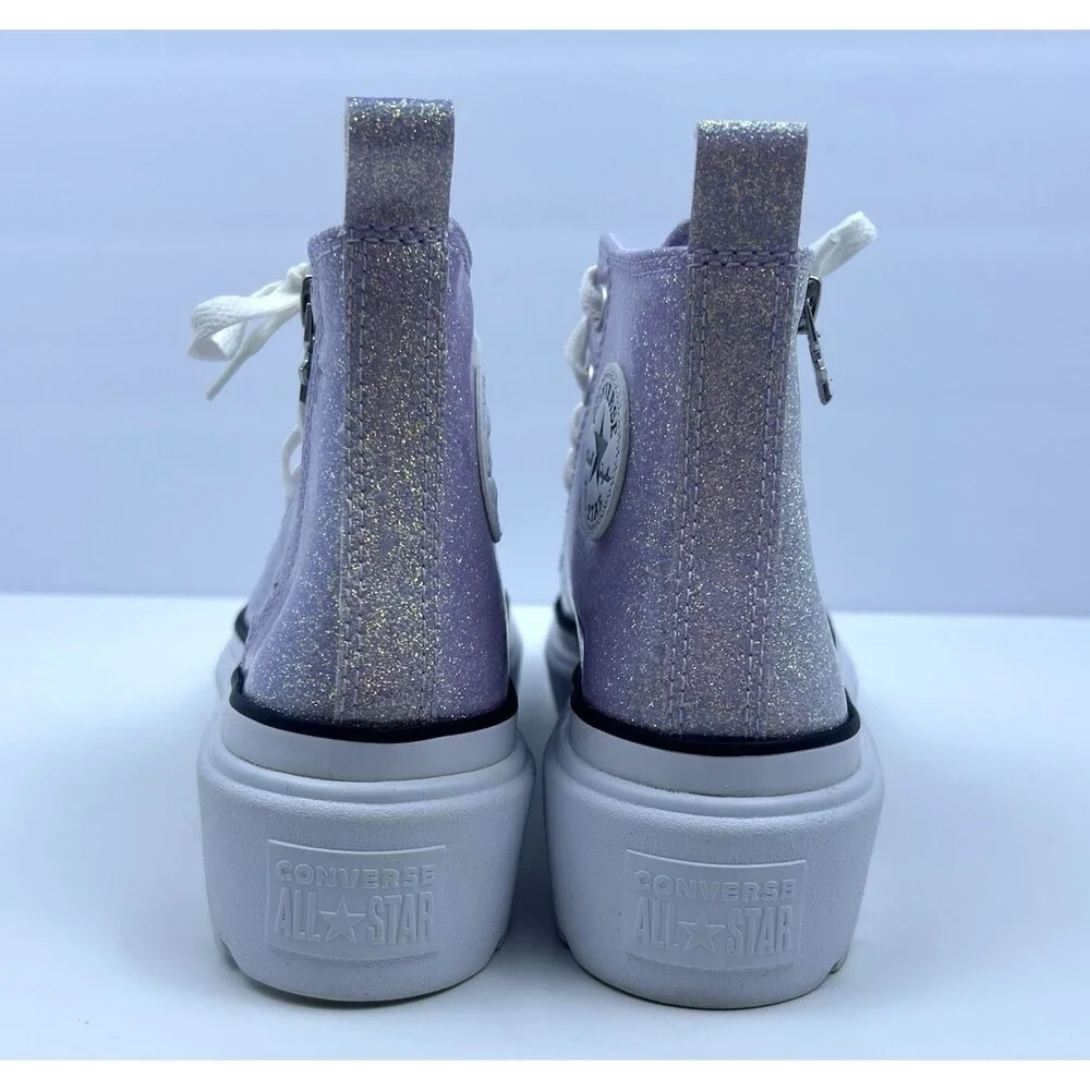 Converse Chuck Taylor Girls Lugged Glitter Platform Shoes Vapor Violet Size 5.5